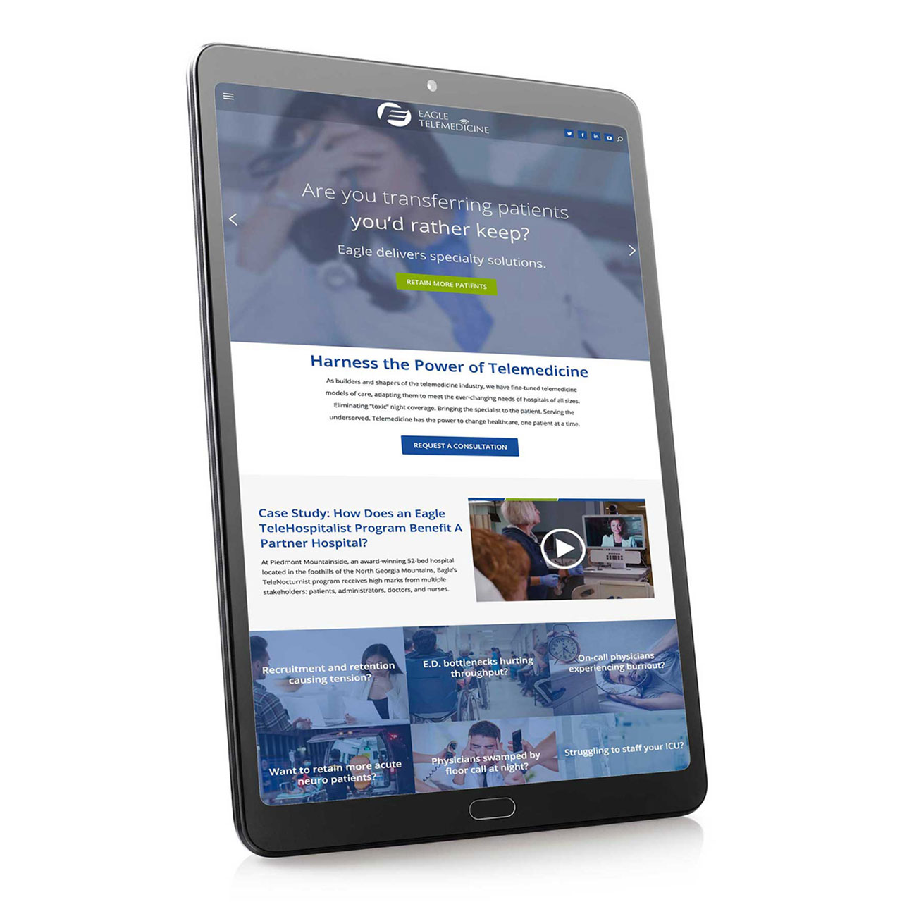 Eagle Telemedicine website shown on tablet device